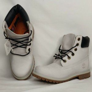 Pre-Owned Timberland A5SS3 Size 6 Women's 6in Waterproof Boots Light Grey Nubuck